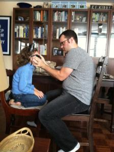 Emerson and Jonathan, Halloween 2012. She was Catwoman.